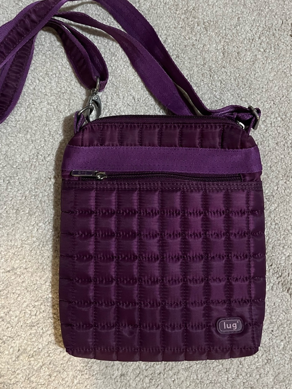 Lug Quilted Crossbody Bag in Plum Purple
